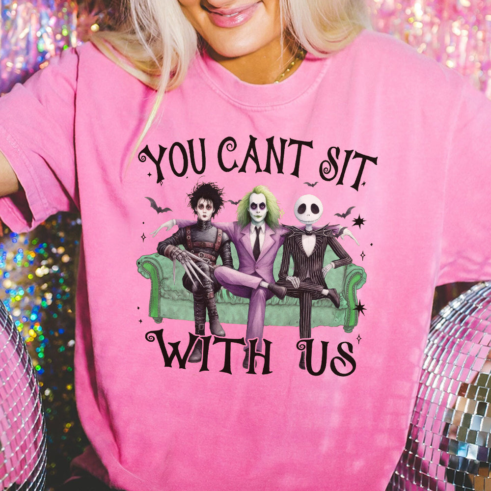 You Cant Sit With Us Halloween  Shirt, Adult Halloween Shirt, Beetlejuice Shirt, Beetlejuice Adult Shirt, Halloween Kids  EEE