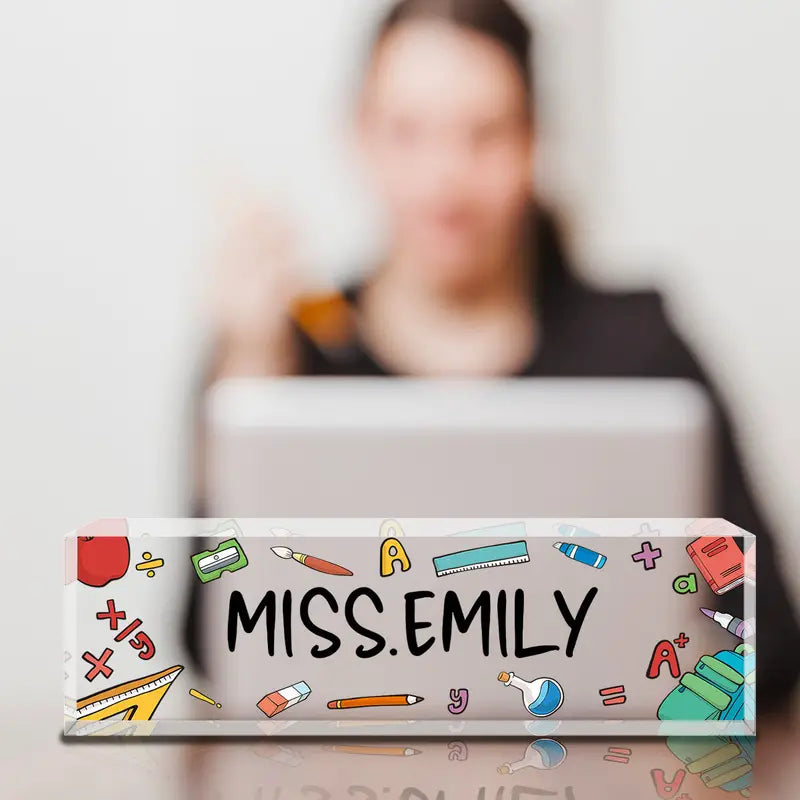 Desk Name Plate Personalized, Custom Acrylic Name Plates For Desk, Office Desk Decor For Women Men, Personalized Desk Name Plate Appreciation Gifts For Boss Lady, Teacher, Employee, Nurse, Coworker CT2T8