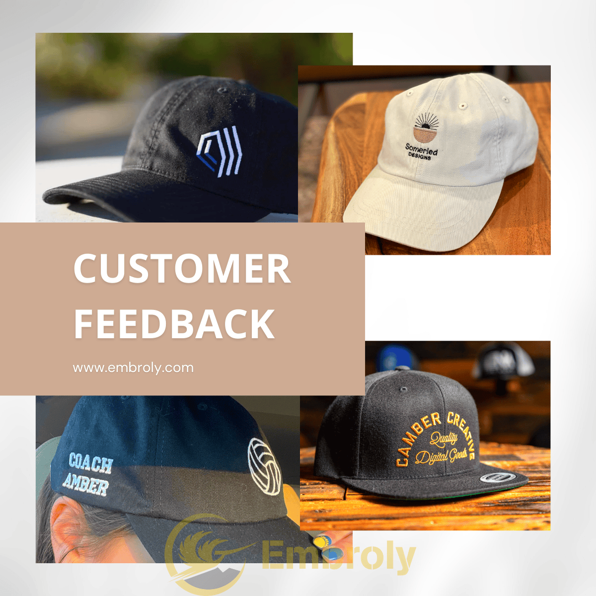 Custom Embroidered Logo Design Cap, Personalized Cap With Name Under Logo Or On Side EM1