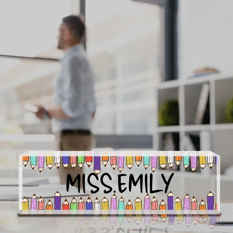 Desk Name Plate Personalized, Custom Acrylic Name Plates For Desk, Office Desk Decor For Women Men, TC31J7