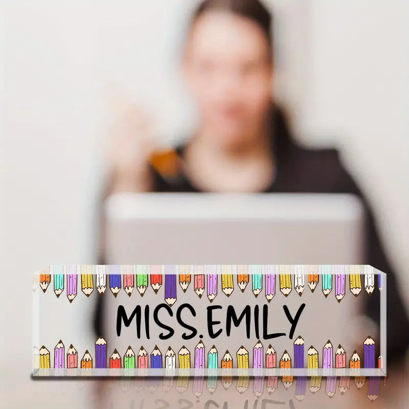 Desk Name Plate Personalized, Custom Acrylic Name Plates For Desk, Office Desk Decor For Women Men, TC31J7