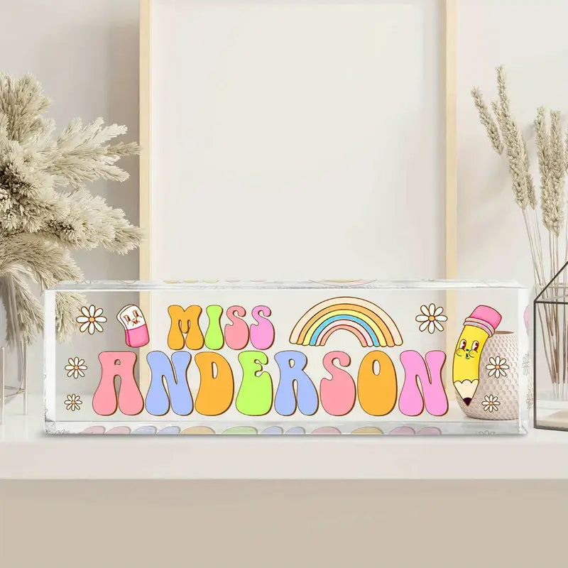 Custom Acrylic Teacher Name Plate - Personalized Desk Sign For Educators - Unique Appreciation Gift & D?cor, TC31J7