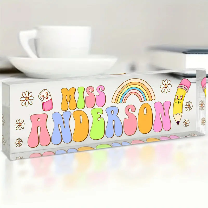 Custom Acrylic Teacher Name Plate - Personalized Desk Sign For Educators - Unique Appreciation Gift & D?cor, TC31J7