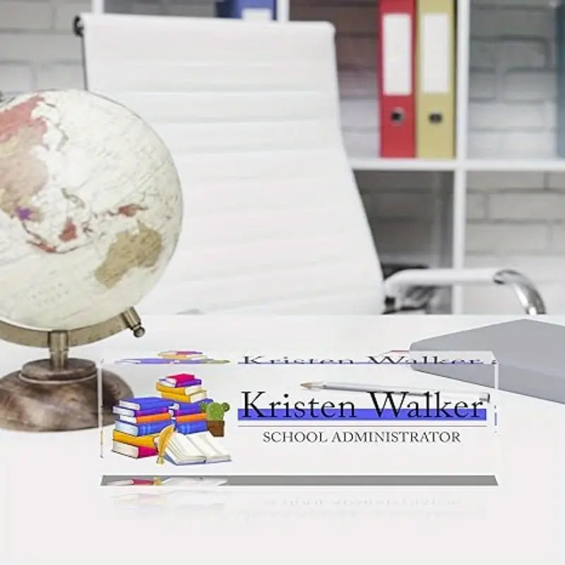 Personalized Acrylic Desk Name Plate, Custom Office Decor Sign, English Language, Tabletop Mounting, Multipurpose Use for School Administrator, Teacher Boss Manager Employee Appreciation Gift CT2T8
