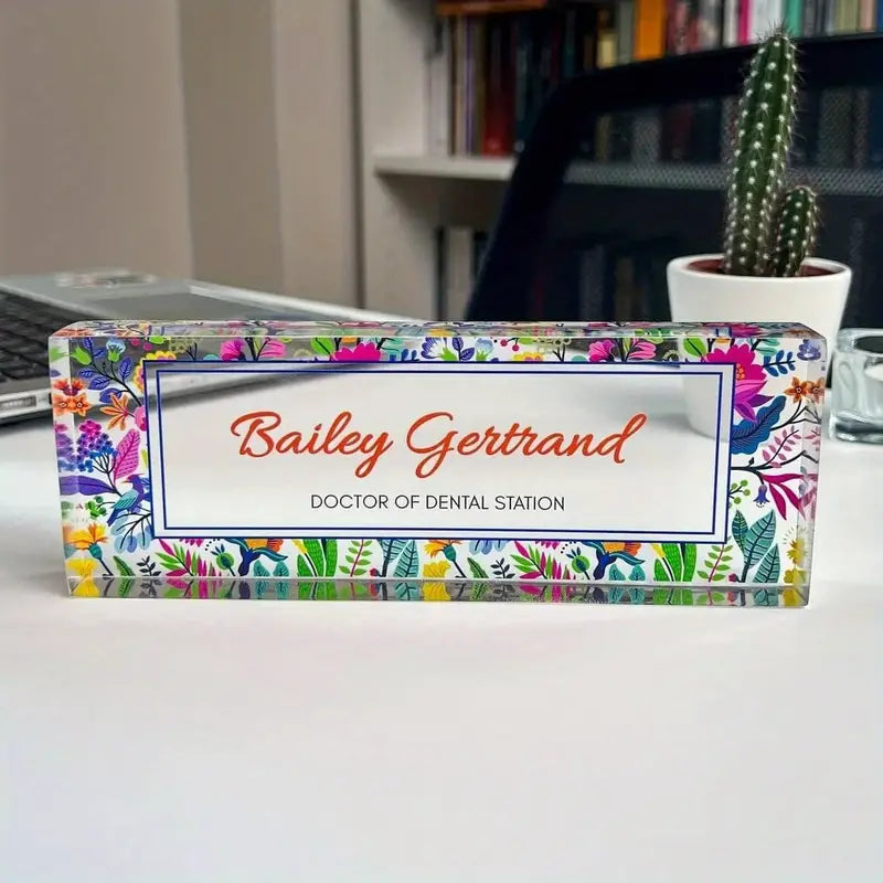 Custom Acrylic Desk Name Plate - Personalized Office Decor, Ideal Teacher Appreciation & Gift For Boss, Employee, Coworker Desk Decor Desk Decorations CT2T8