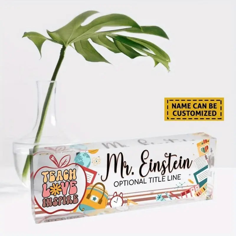 Personalized Acrylic Teacher Desk Name Plate - Customizable Teacher Appreciation Gift, TC31J7