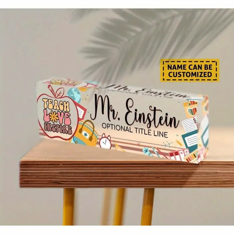 Personalized Acrylic Teacher Desk Name Plate - Customizable Teacher Appreciation Gift, TC31J7