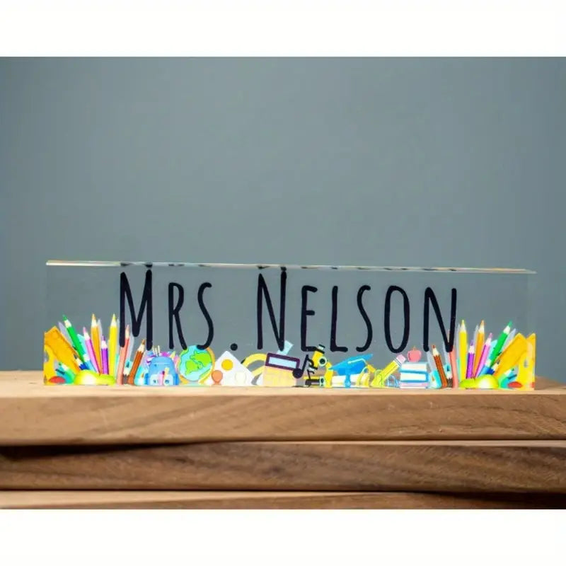 Personalized Acrylic Teacher Desk Name Plate - Customizable Appreciation Gift, TC31J7