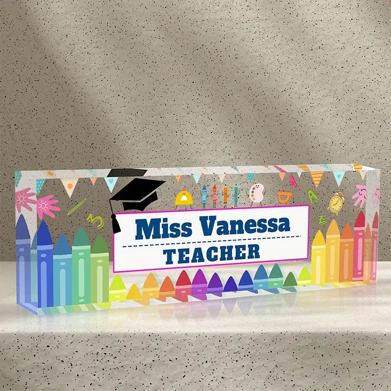 Custom Acrylic Teacher Name Plate - Personalized Desk Decor, Perfect Gift For Teachers, Bosses & Employees CT2T8