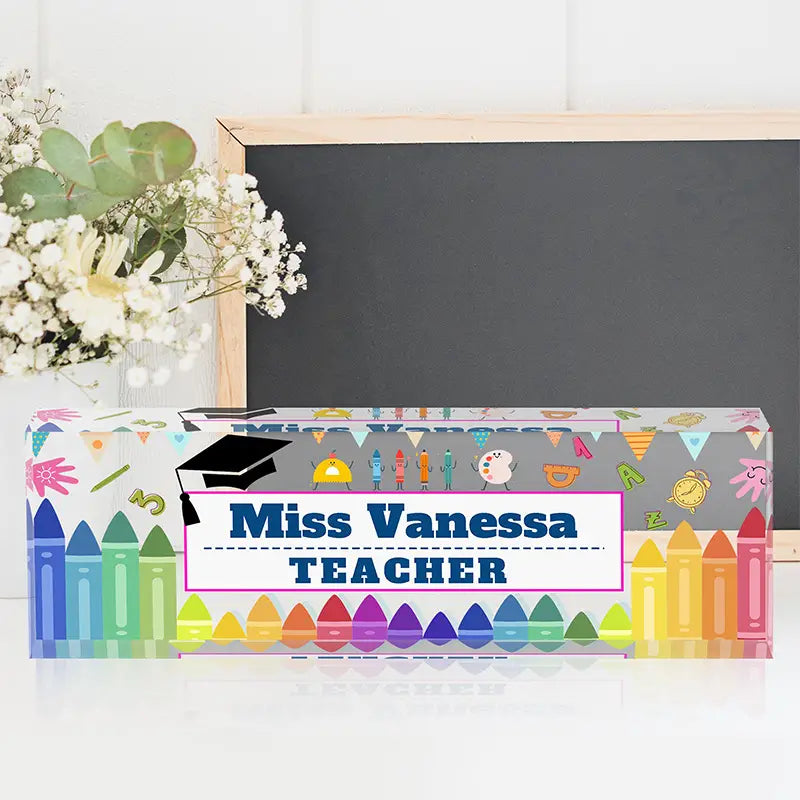 Custom Acrylic Teacher Name Plate - Personalized Desk Decor, Perfect Gift For Teachers, Bosses & Employees CT2T8