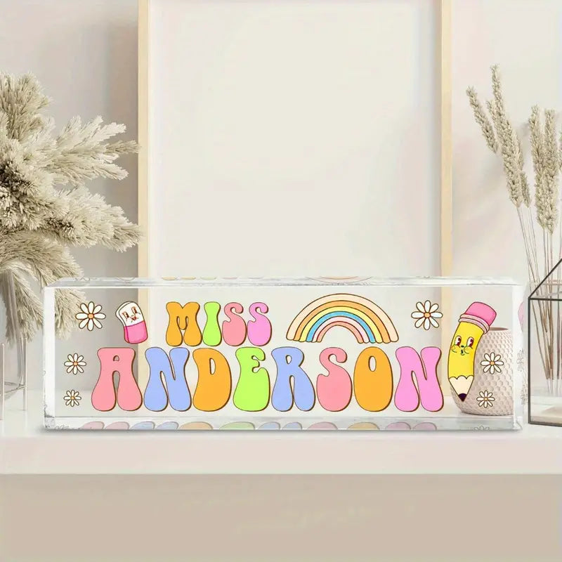 Personalized Acrylic Teacher Desk Sign - Unique Name Plate For Educators, Perfect Appreciation Gift & Office D?cor, TC31J7