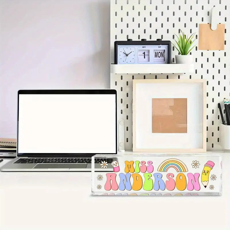 Personalized Acrylic Teacher Desk Sign - Unique Name Plate For Educators, Perfect Appreciation Gift & Office D?cor, TC31J7