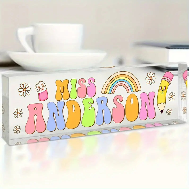 Personalized Acrylic Teacher Desk Sign - Unique Name Plate For Educators, Perfect Appreciation Gift & Office D?cor, TC31J7