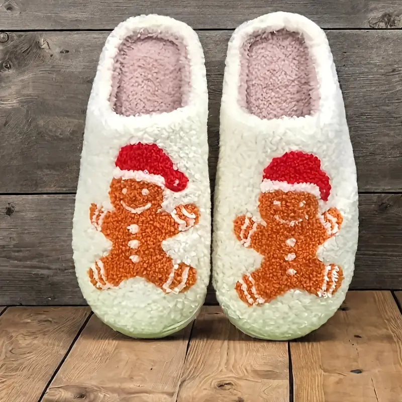 Soft Plush Cozy Christmas Graphic House Slippers Anti-skid Slip-on Shoes Indoor For Men Winter Shoes, Perfect As Christmas Gift 
 SL0808 18