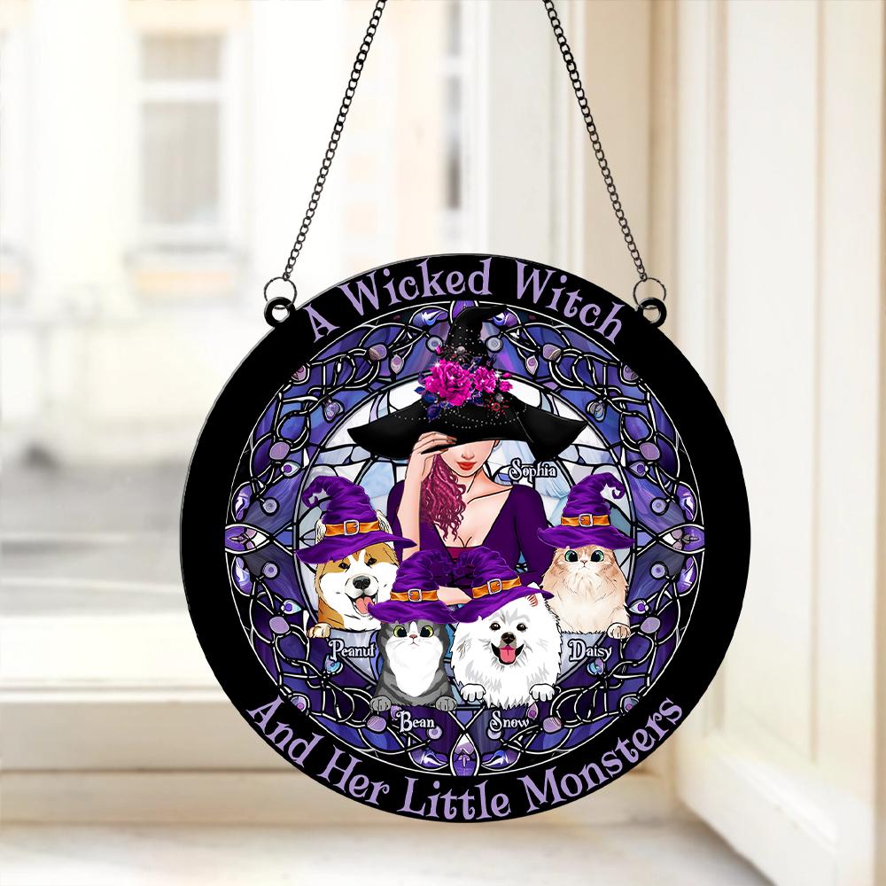 A Wicked Witch And Her Little Monsters Personalized Suncatcher Ornament ORHA2208