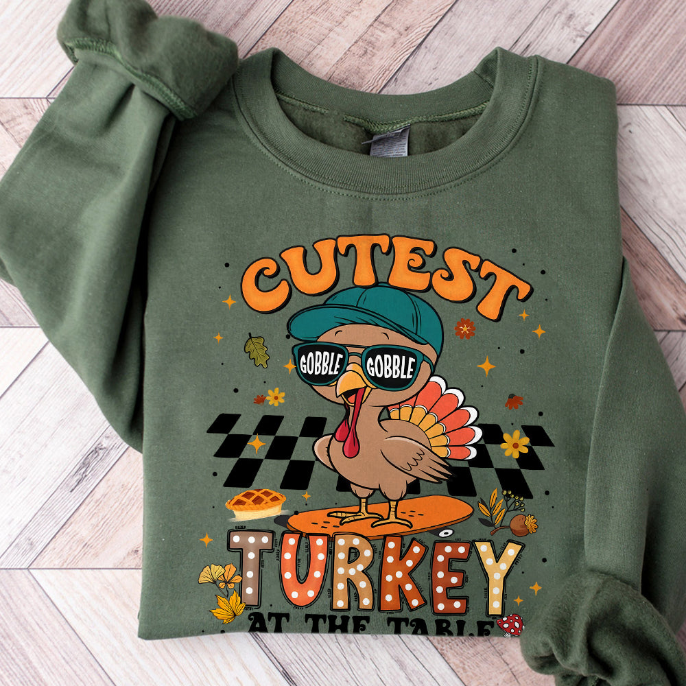 Cutest Turkey At The Table PNG, Cute Thanksgiving Png, Turkey Png, Thanksgiving Png, Coquette Bow, boyGirl Thanksgiving Kids sublimation S263 xanh 111124