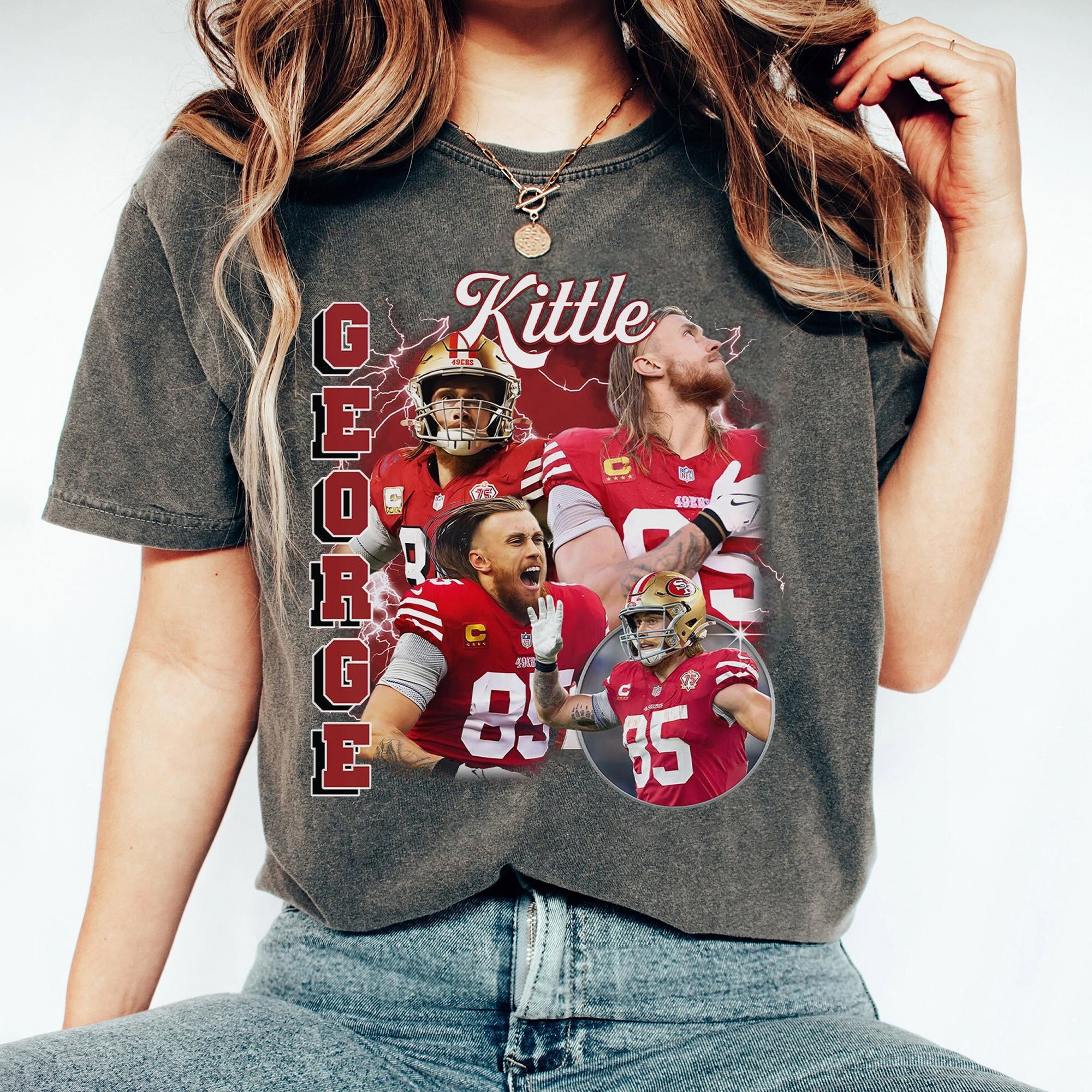 George Kittle 90s Vintage Bootleg T-Shirt, George Kittle shirt, Vintage Oversized Sport Tee, Retro American Football Bootleg Gift CCC