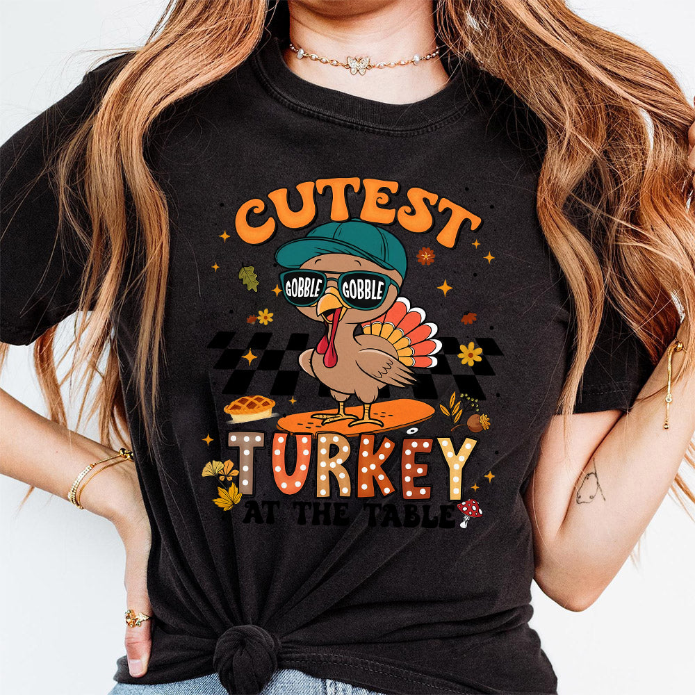 Cutest Turkey At The Table PNG, Cute Thanksgiving Png, Turkey Png, Thanksgiving Png, Coquette Bow, boyGirl Thanksgiving Kids sublimation S263 xanh 111124