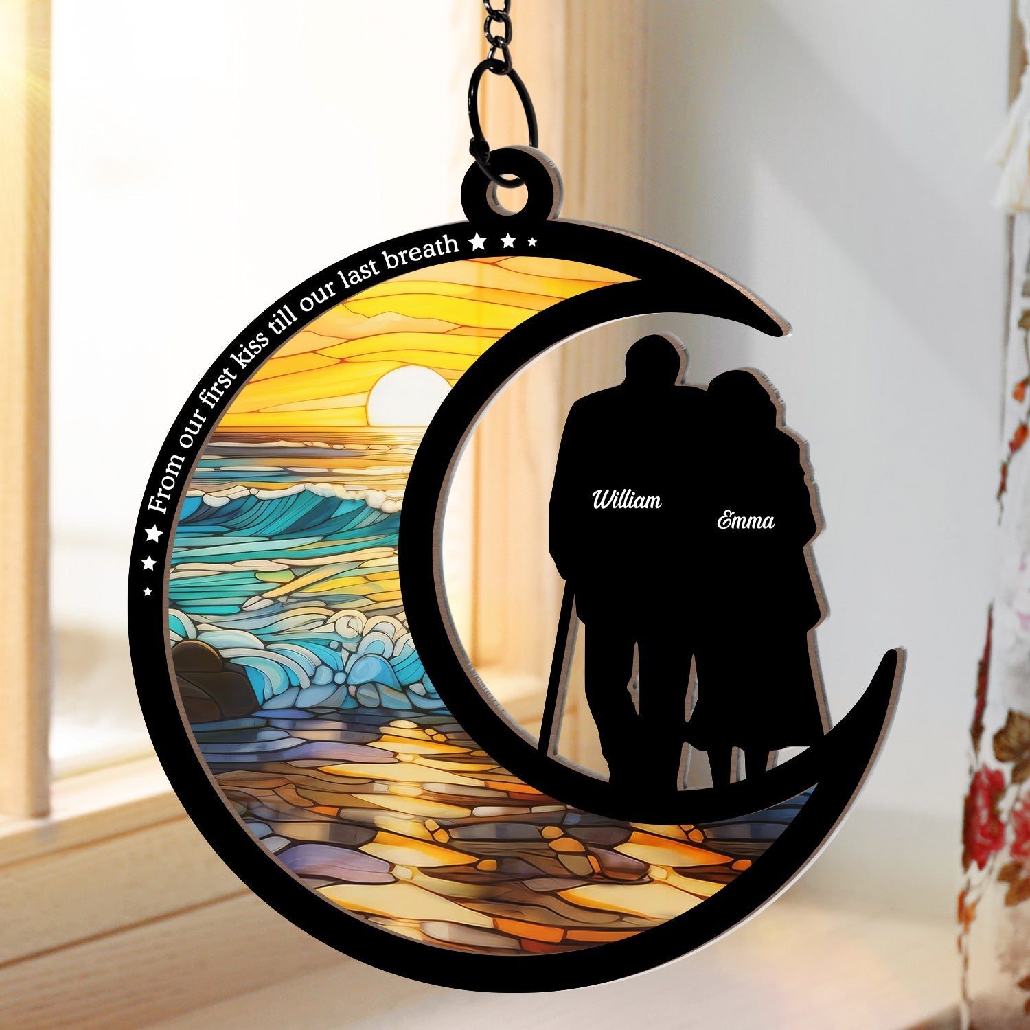 Couple Shadow From Our First Kiss - Personalized Window Hanging Suncatcher Ornament ORNA1210