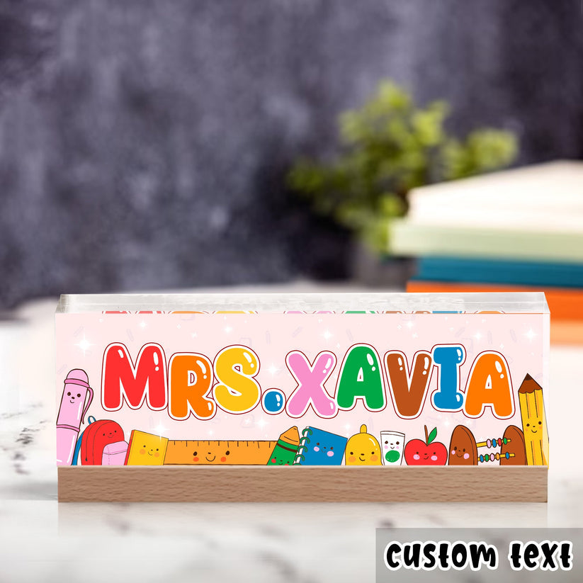 Custom Desk Name Plate Plaque, Teacher Appreciation Gift, Teacher Name Sign, Cute Desk Decor, TC31J7