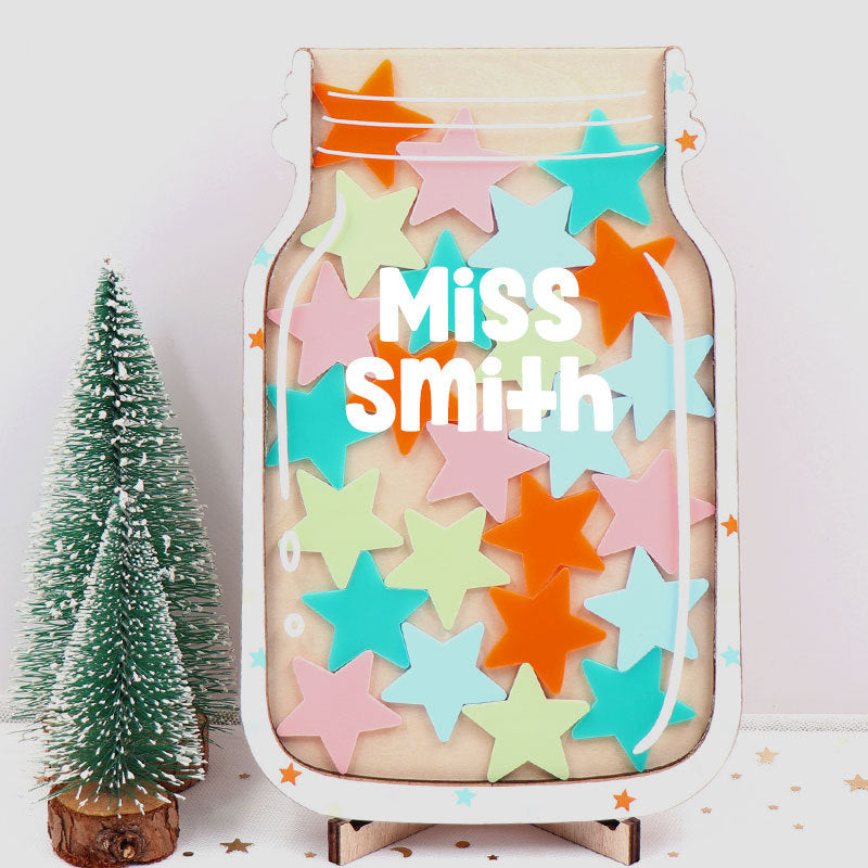 Personalized Fill The Jar With Colorful Little Stars Teacher Reward Jar rejar