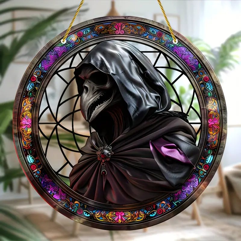 Spooky Crow Reaper Suncatcher - 8X8 Acrylic Window & Wall Decor For Halloween  Perfect Gift For Horror Fans  Ideal For Bedroom, Kitchen, And Outdoor Parties Halloween Home Decor ORHA2408