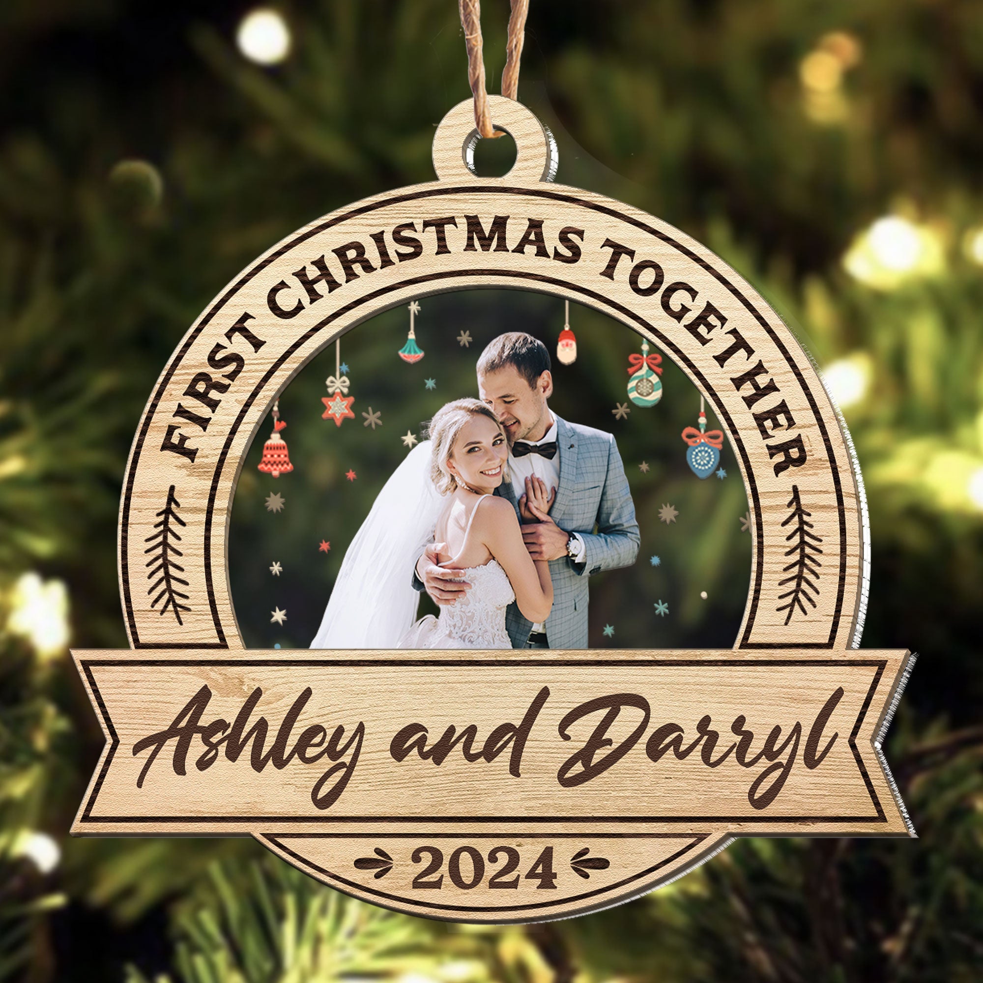 First Christmas Together - Personalized Wood And Acrylic Photo Ornament ORN0810