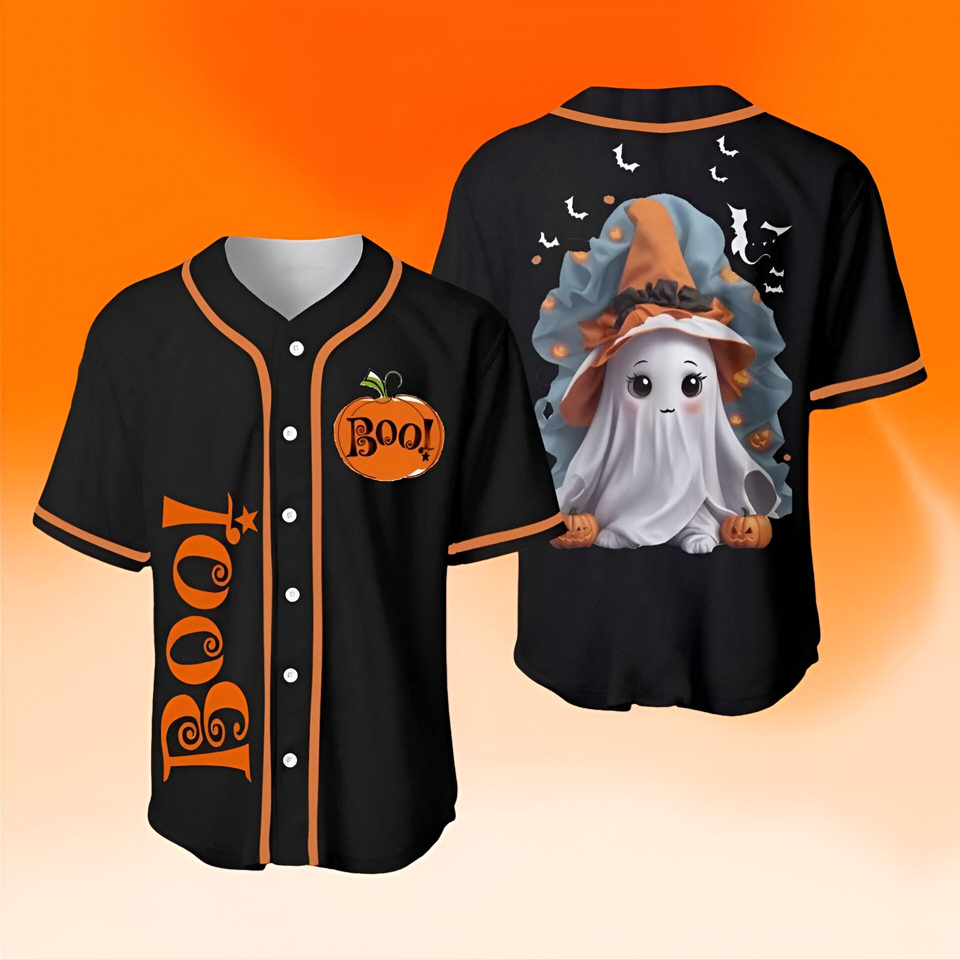 Ghost Trick Or Treat Jersey, Ghost Jersey, Ghost Ice Halloween, Halloween Jersey DHJ2207 06