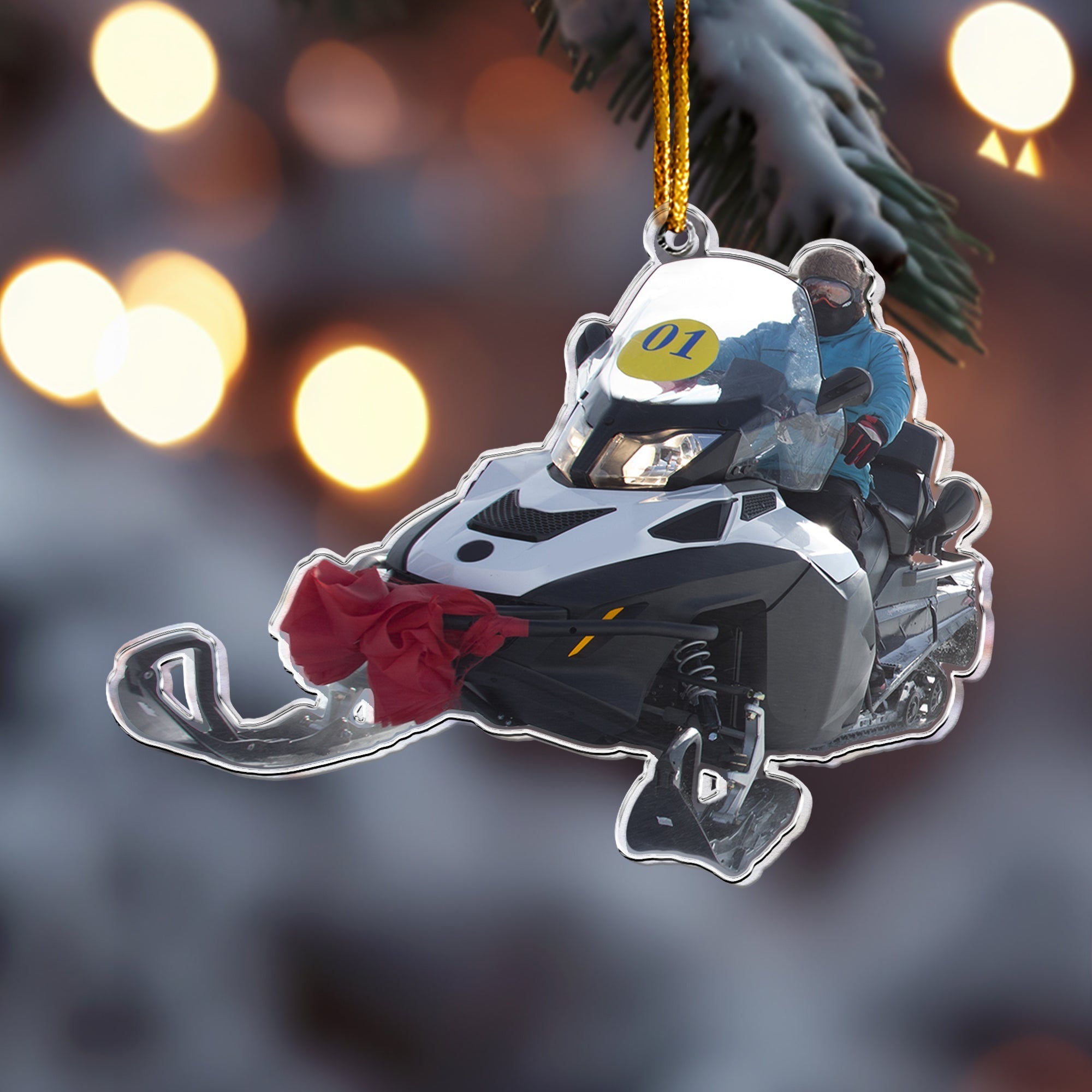 Snowmobiling Gifts For Snowmobile Lovers - Personalized Acrylic Photo Ornament ORN0810
