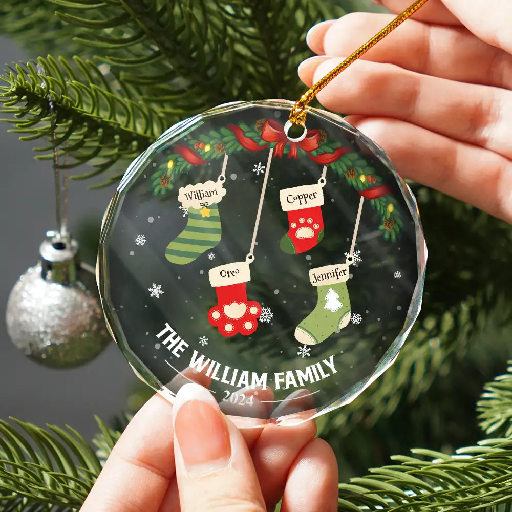 Family Stockings - Personalized Circle Glass Ornament ORNA1210