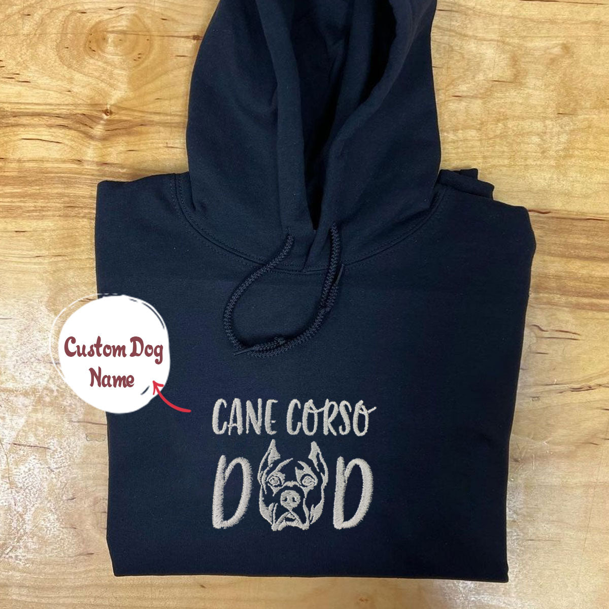 Custom Cane Corso Dog Dad Embroidered Hoodie, Personalized Hoodie with Dog Name, Cane Corso Gifts Dog Lovers em5