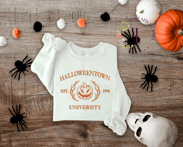 Halloweentown University Embroidered Sweatshirt , Cozy & Spooky Vibes EM1709S