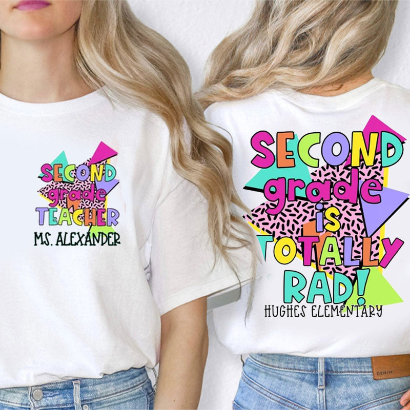 Personalized Teacher's Name Class And School Teacher Two Sided T-Shirt 2MAT88