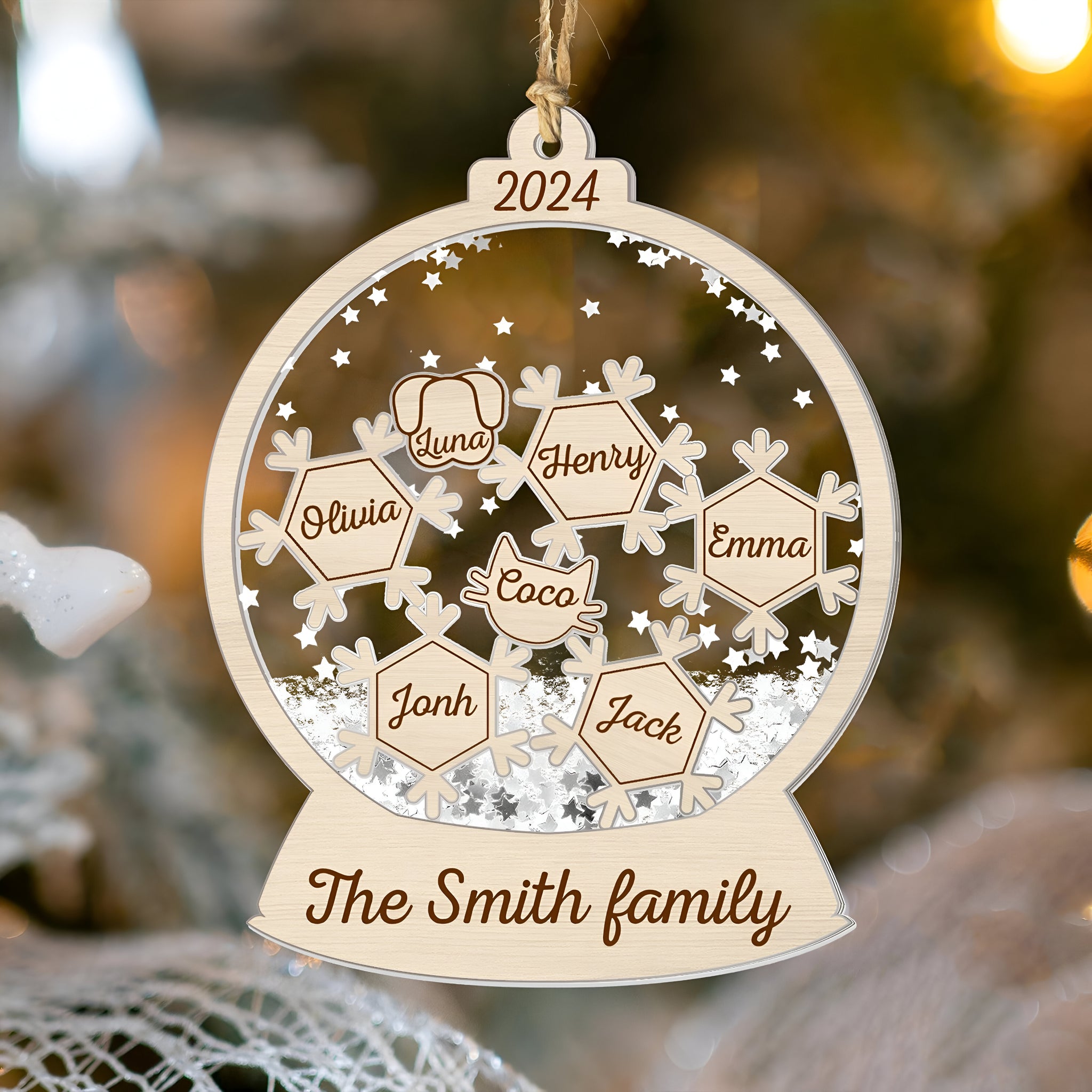 Christmas Family Snow Globe - Personalized 4D Shaker Ornament - Christmas Gift For Family ORN2809