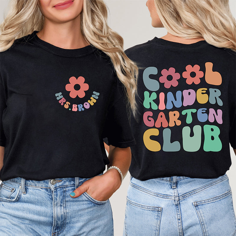 Personalized Teacher's Name And Grade Cool Club Teacher Two Sided T-Shirt 2MAT88