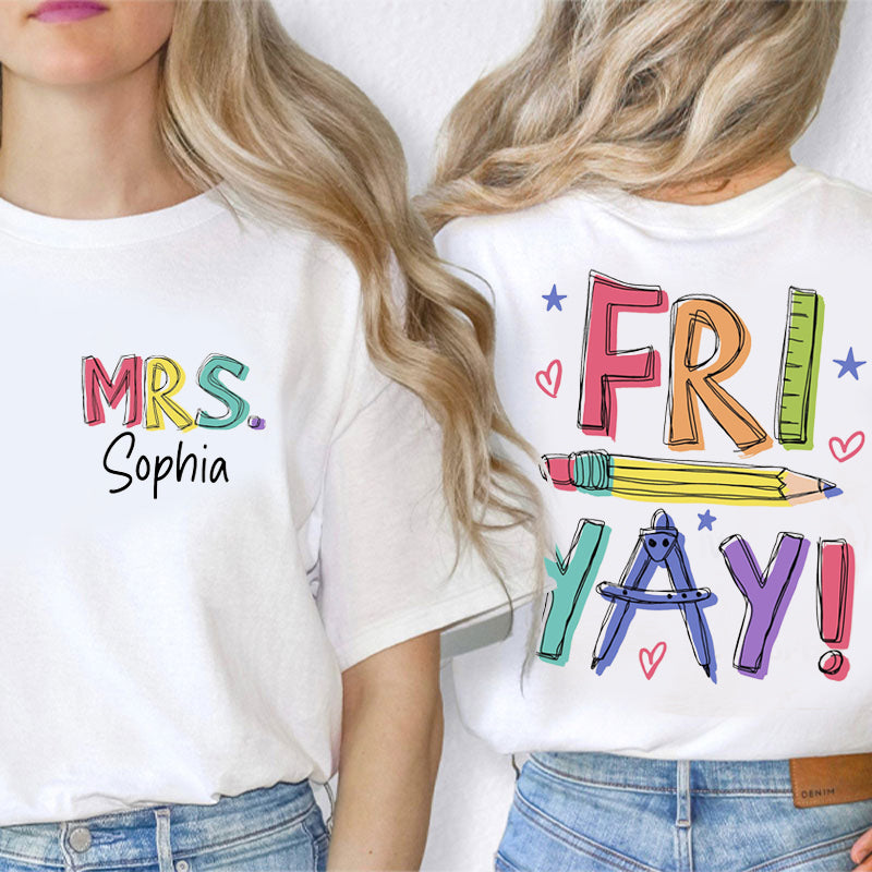 Personalized Name Coping Skills Alphabet Teacher Two Sided T-Shirt 2MAT68