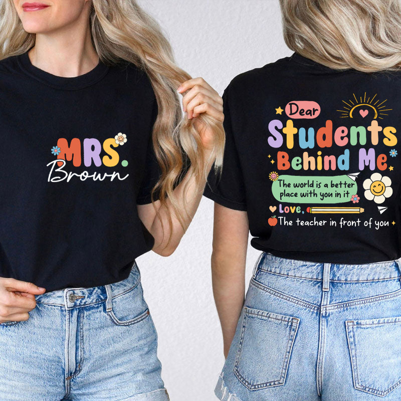 Personalized Latina Bilingual Teacher Two Sided T-Shirt 2MAT68