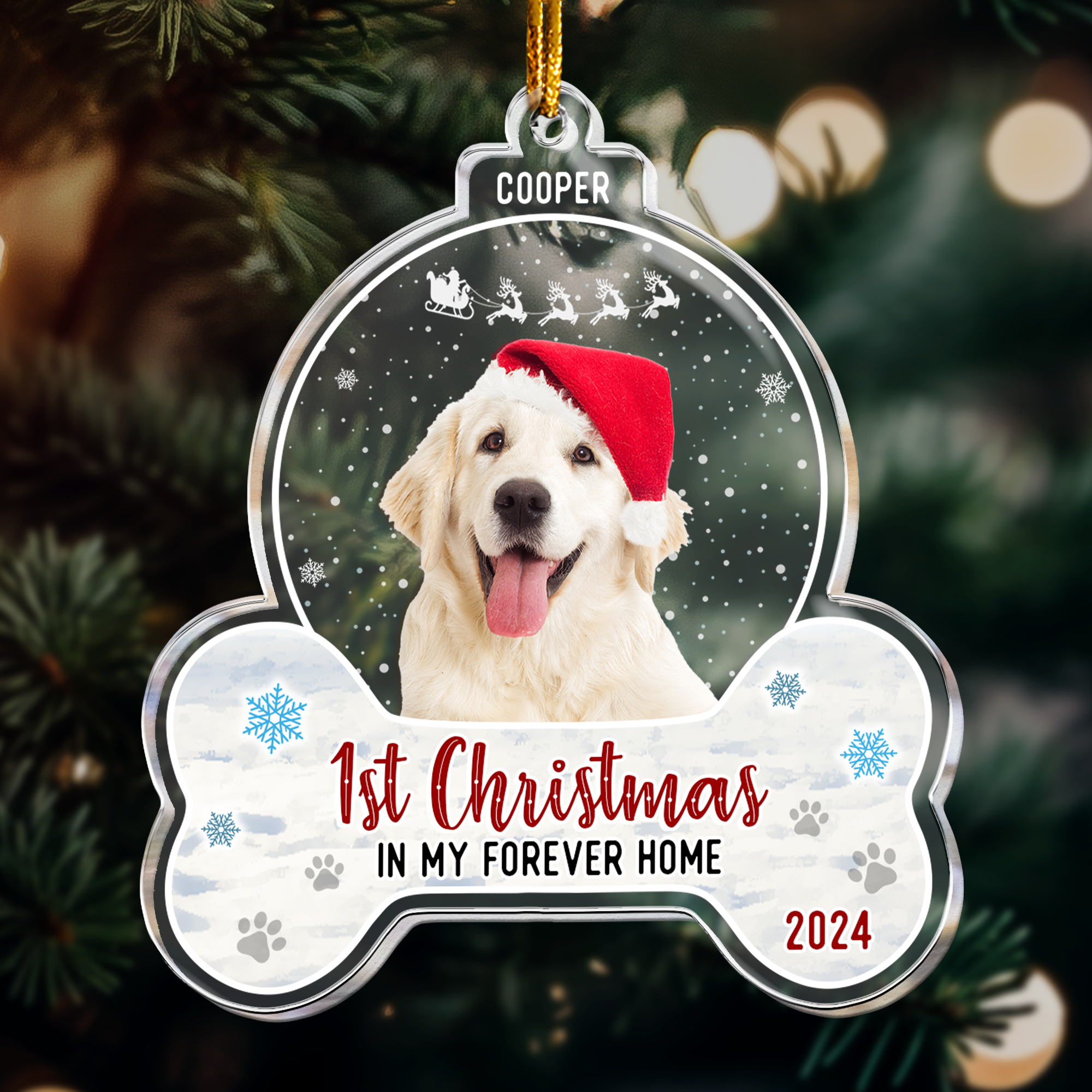 1st Christmas Dog Cat - Personalized Acrylic Photo Ornament ORN0810