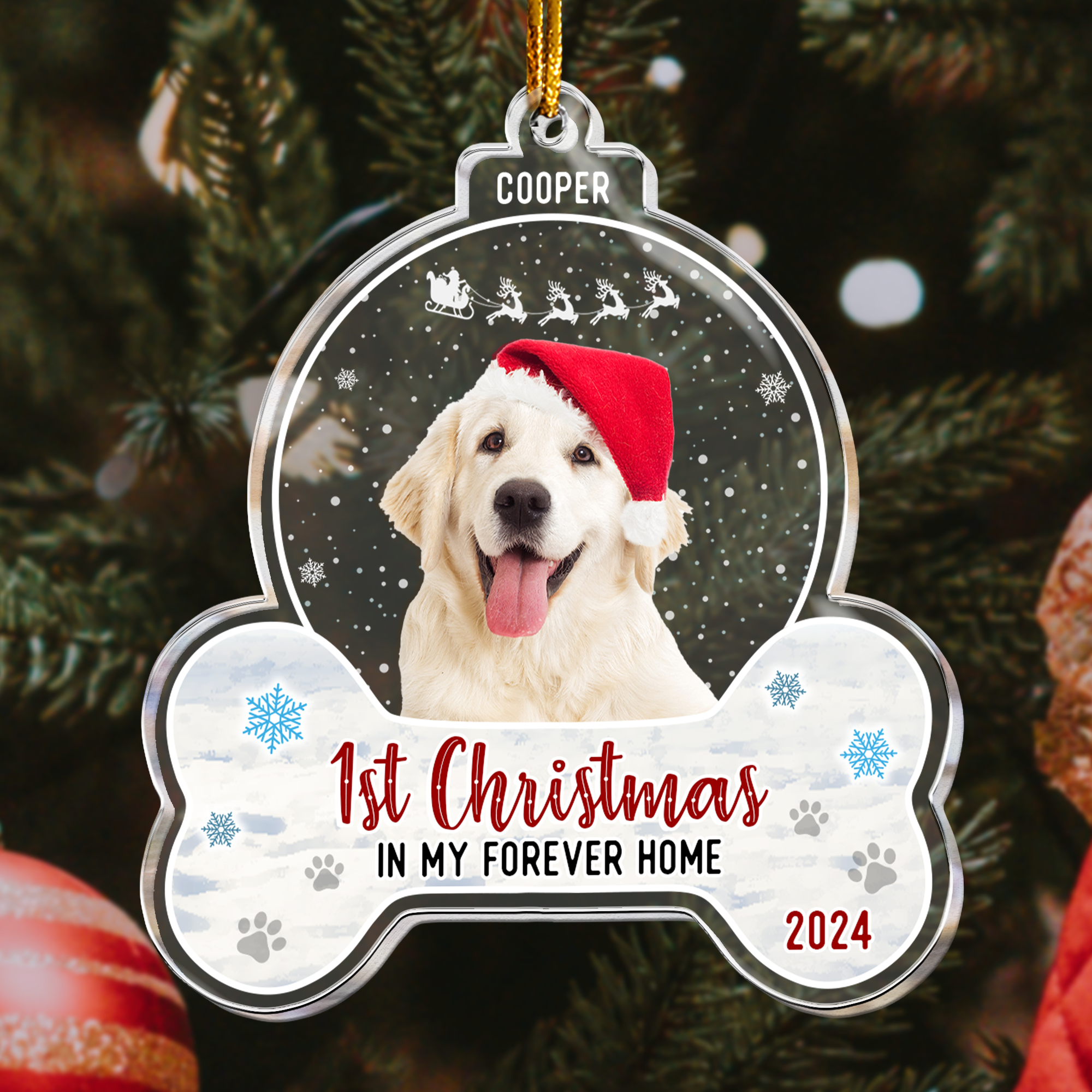 1st Christmas Dog Cat - Personalized Acrylic Photo Ornament ORN0810