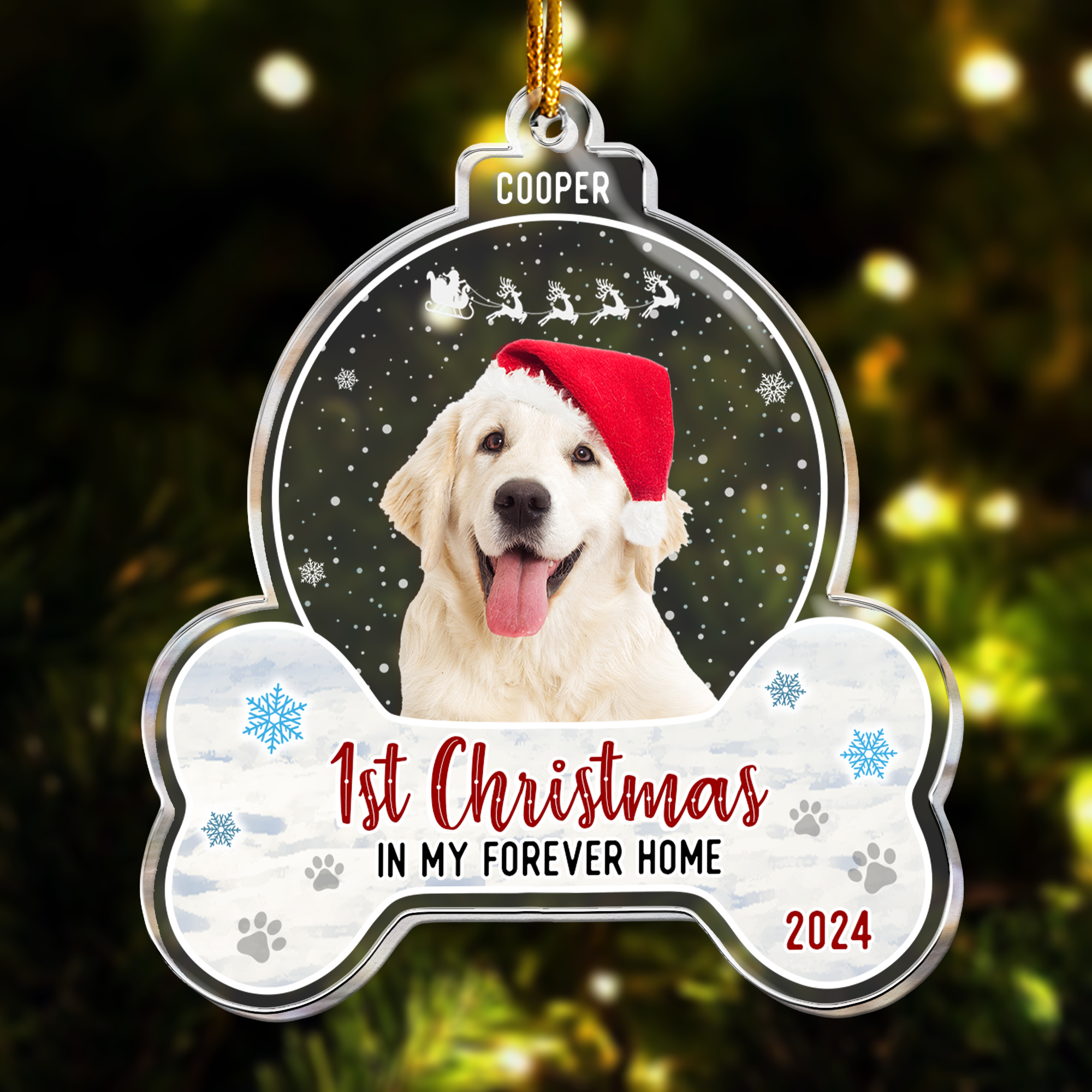 1st Christmas Dog Cat - Personalized Acrylic Photo Ornament ORN0810