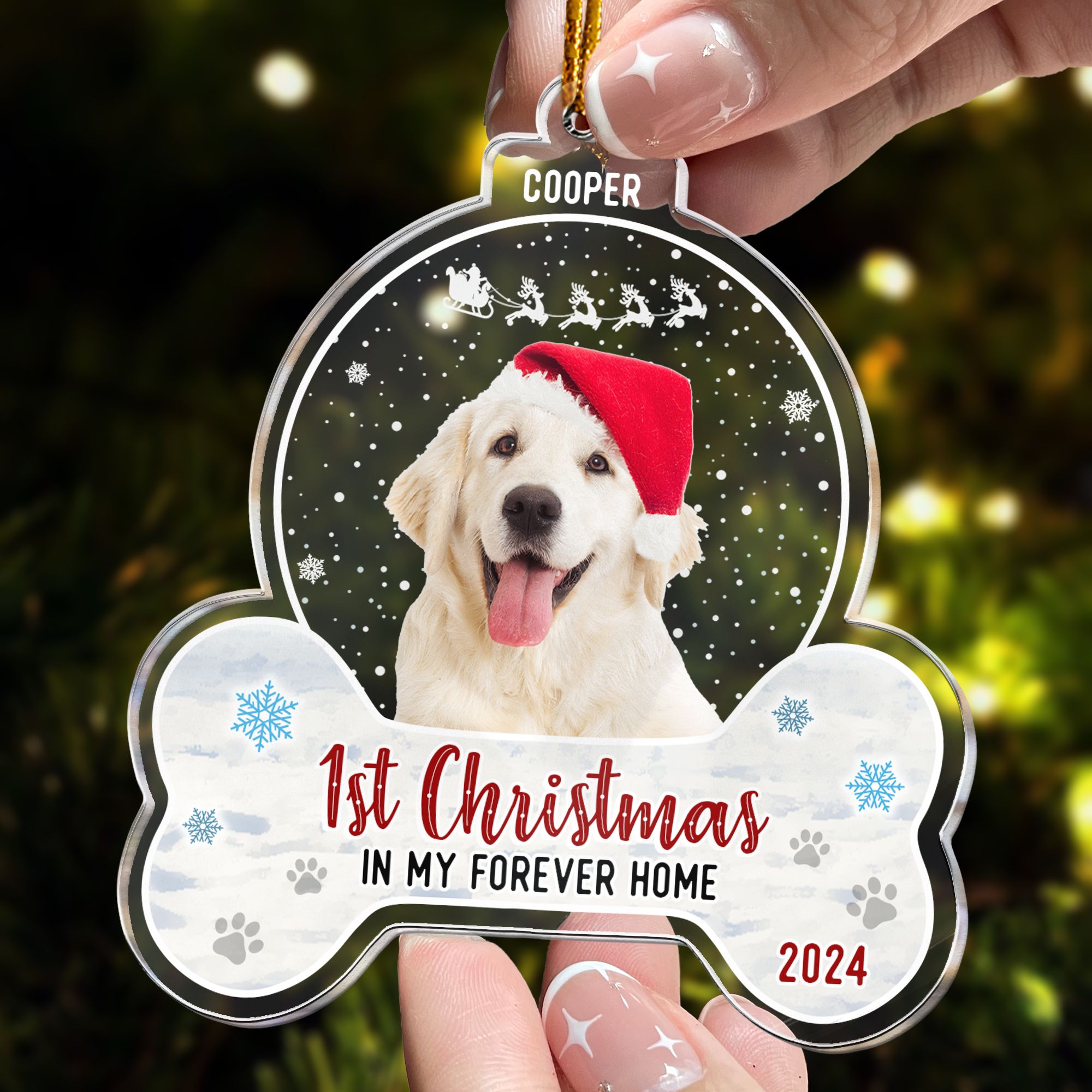 1st Christmas Dog Cat - Personalized Acrylic Photo Ornament ORN0810