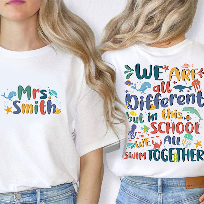 Personalized Esl Teacher We All Laugh In The Same Language Teacher Two Sided T-Shirt 2MAT68