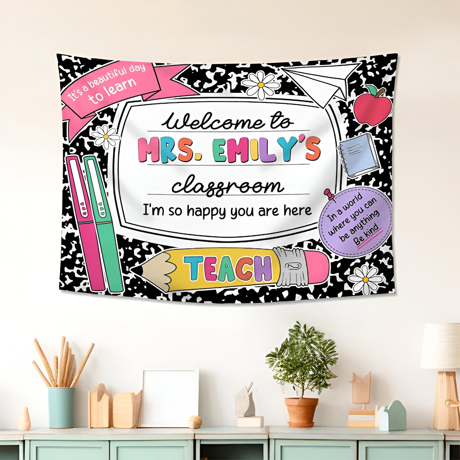 Personalized Welcome To This Class I'm So Happy You Are Here Teacher Classroom Tapestry Tapes