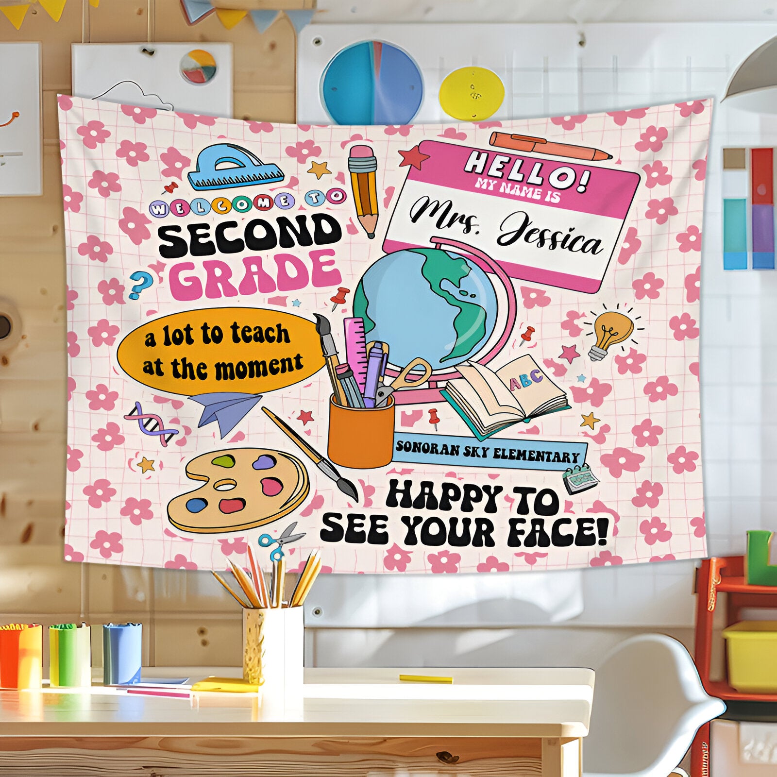 Personalized Welcom To My Class Happy To See Your Face Teacher Classroom Tapestry Tapes