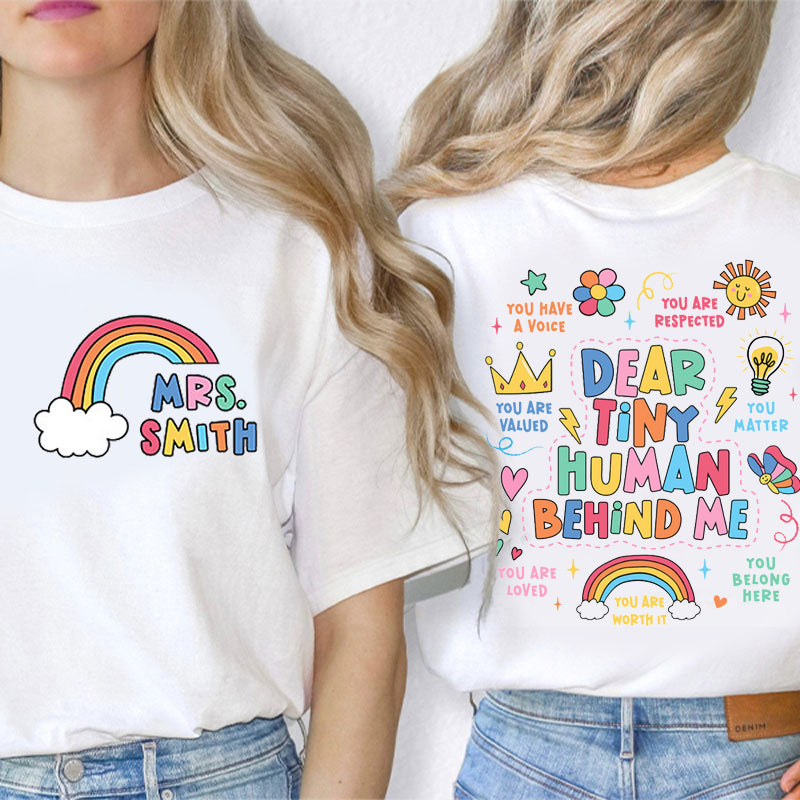 Personalized Say More Positive Words Teacher Two Sided T-Shirt 2MAT88