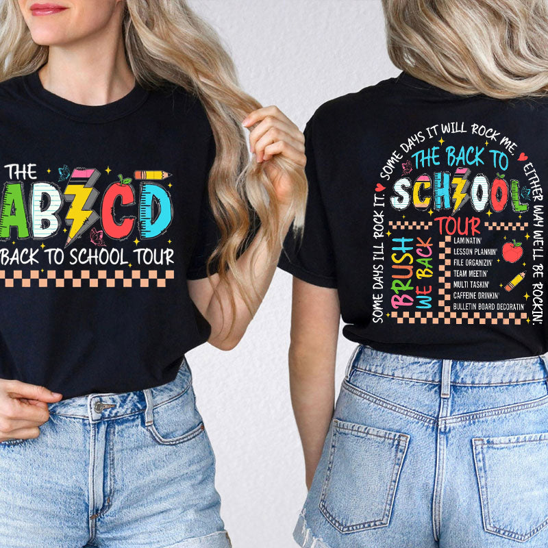 Bruh We Back Back To School Tour Teacher Two Sided T-Shirt 2MAT88