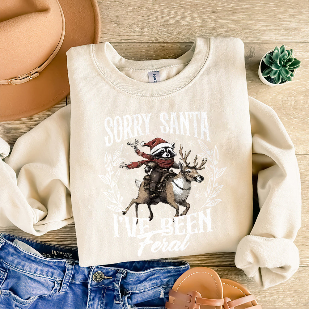 Funny Christmas Png, Sorry Santa I've been Feral Png, Christmas Season Feral Raccoon Png, Christmas Png, Funny Raccoon Meme Png S1 2 OO