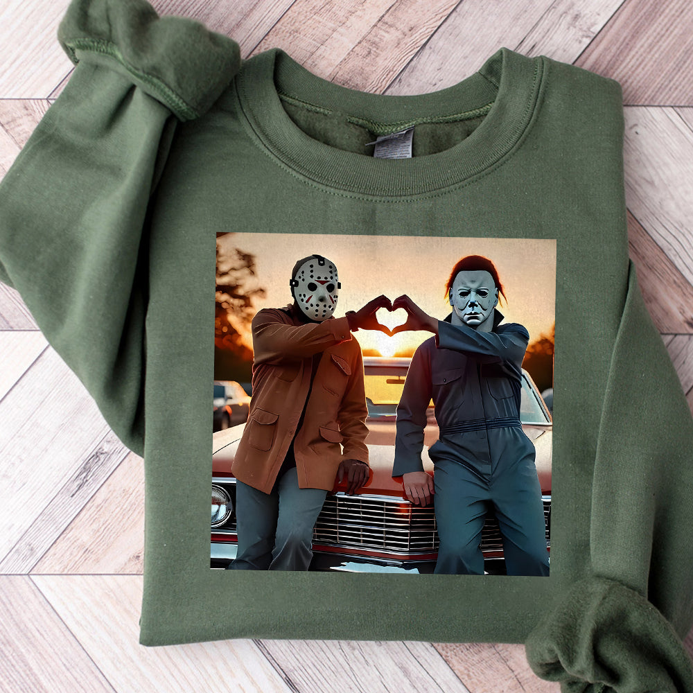 90s Horror Movie Shirt  Michael and Jason Heart Hands Shirt  Funny Halloween Shirt  Horror Movie Shirt  Halloween Gifts TM1510 01