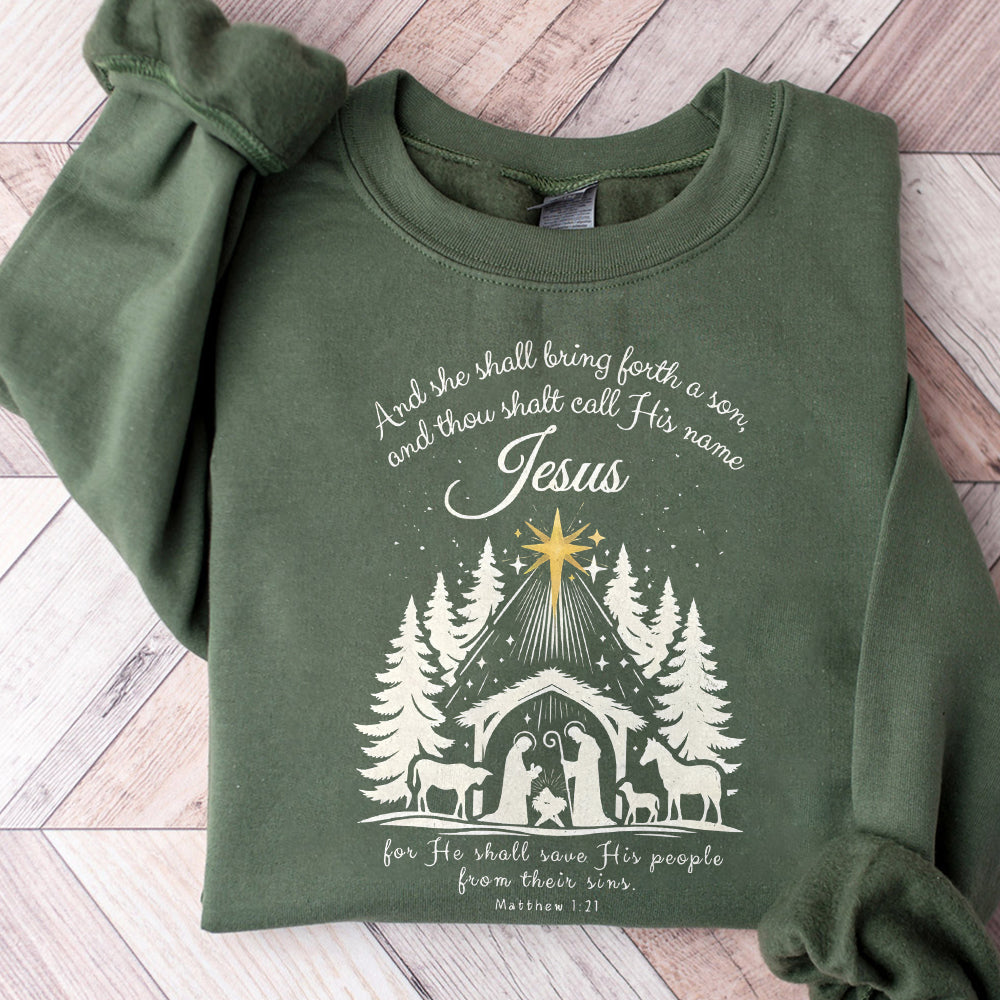 Jesus Christmas PNG, She Shall Bring Forth a Son PNG, O Come Let Us Adore Him, Nativity Scene PNG, Christian Christmas Png, Boho Jesus Png PNG0410 11 NPN