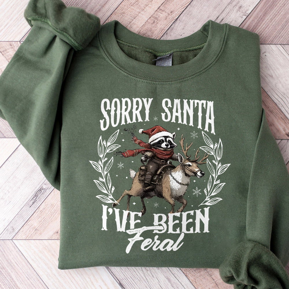 Funny Christmas Png, Sorry Santa I've been Feral Png, Christmas Season Feral Raccoon Png, Christmas Png, Funny Raccoon Meme Png S1 2 OO